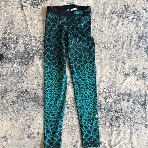 Nike Black and Green Leggings